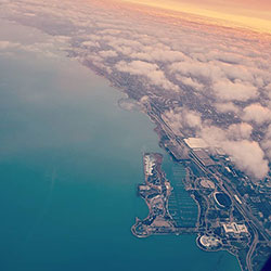 Scenic route along Lake Michigan shoreline