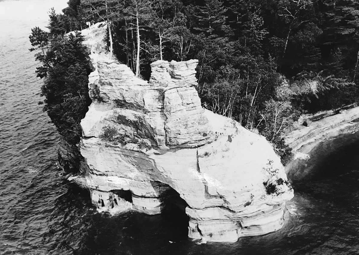 Photo: Douglas Fulton, Miners Castle at Pictured Rocks National Lakeshore, n.d. [1960s], Pictured Rocks Folder, Box 9, Douglas Fulton Papers, Bentley Historical Library, University of Michigan