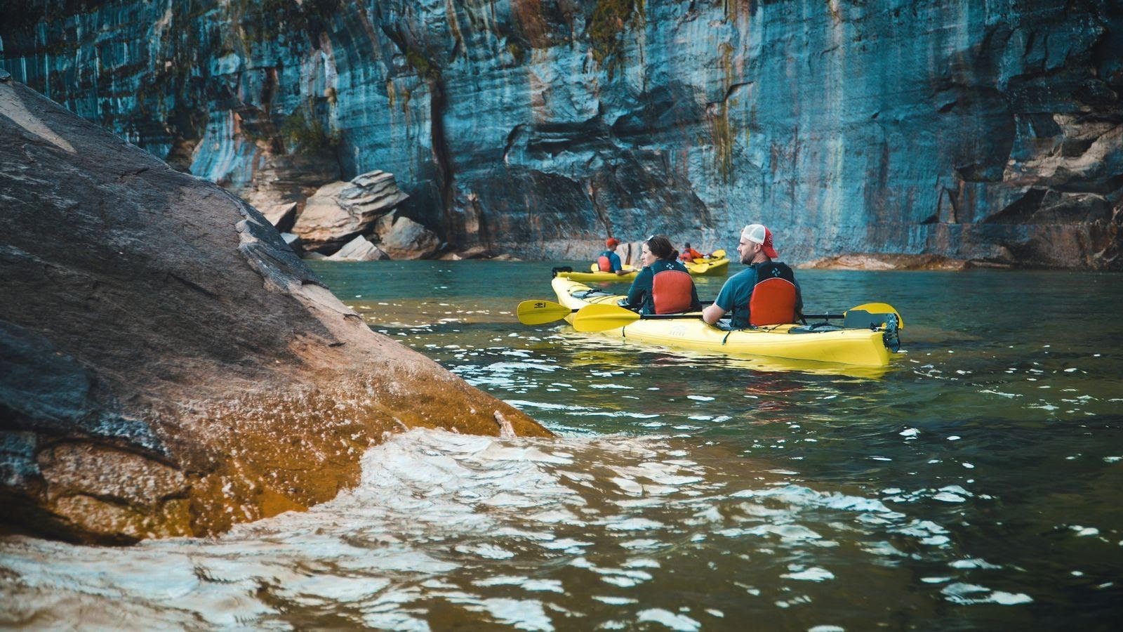 Paddling along the Rocks