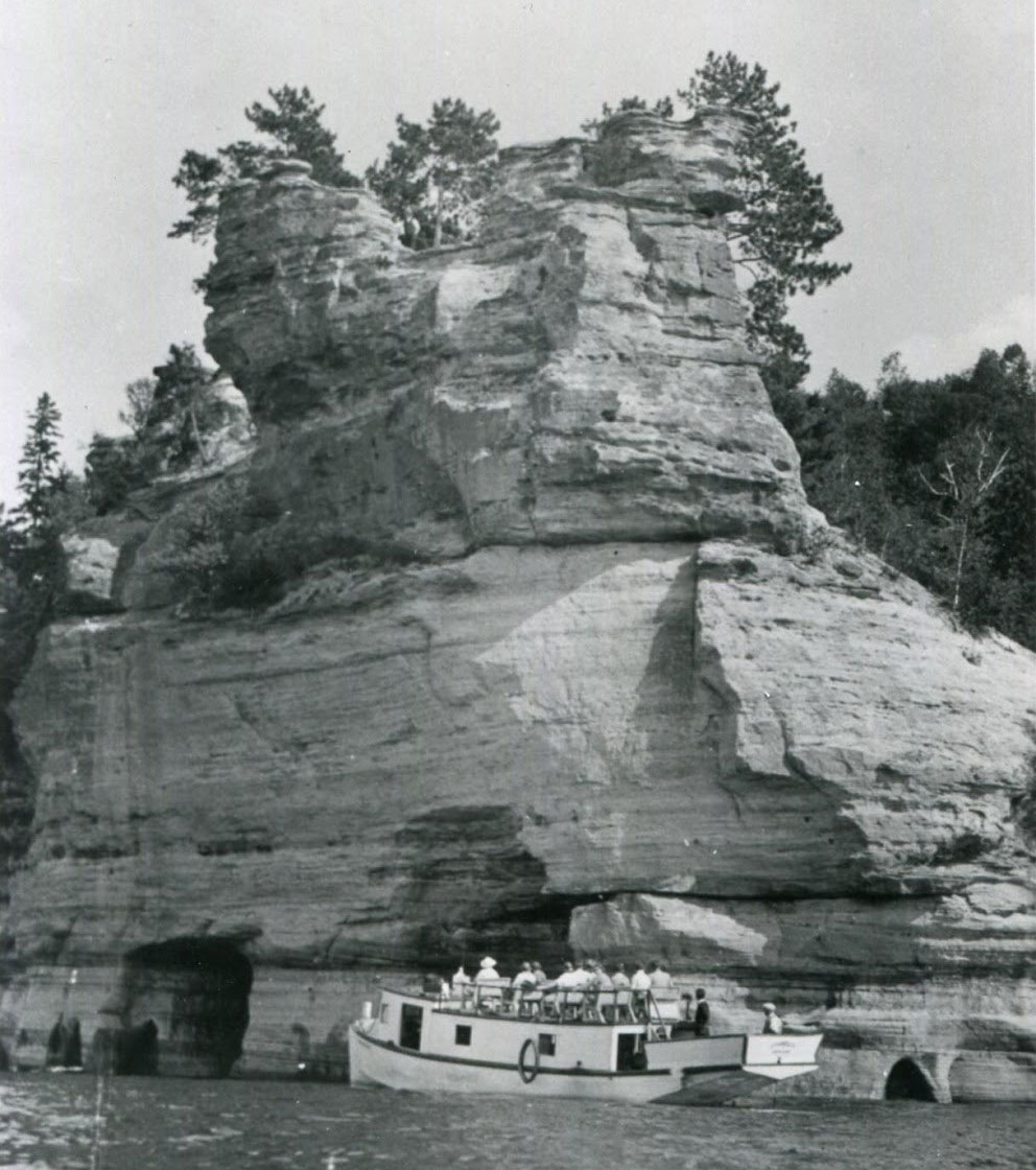 A historic photo of Miners Castle. The Alger County Historical Society.