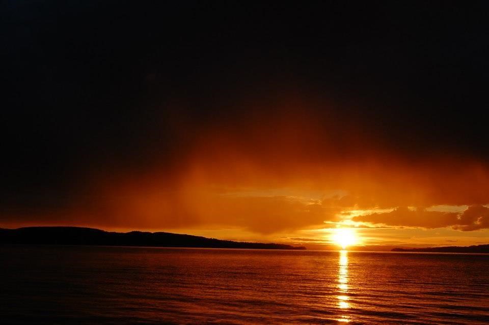 Sand Point Beach in the evening before a storm.
