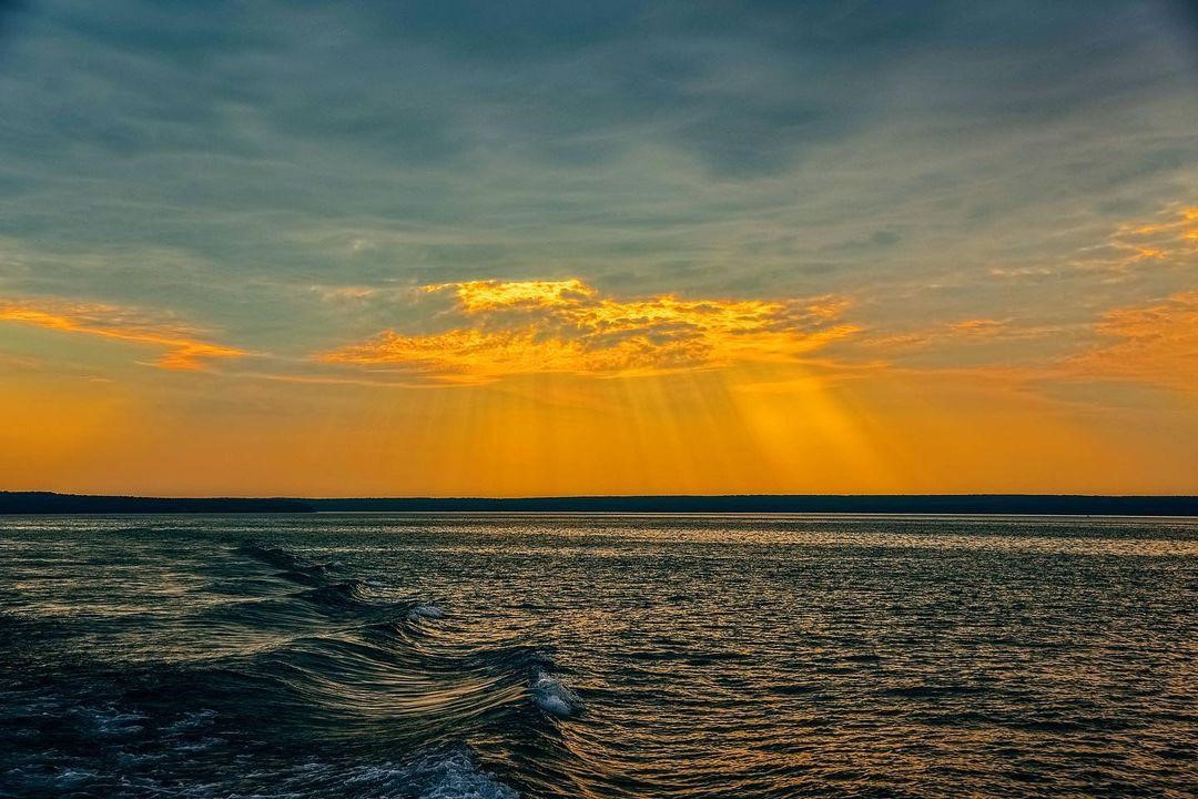 The sun setting over Lake Superior.