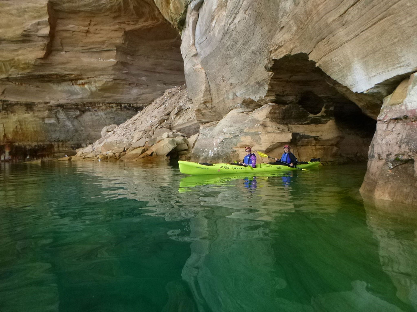 Paddling through caves
