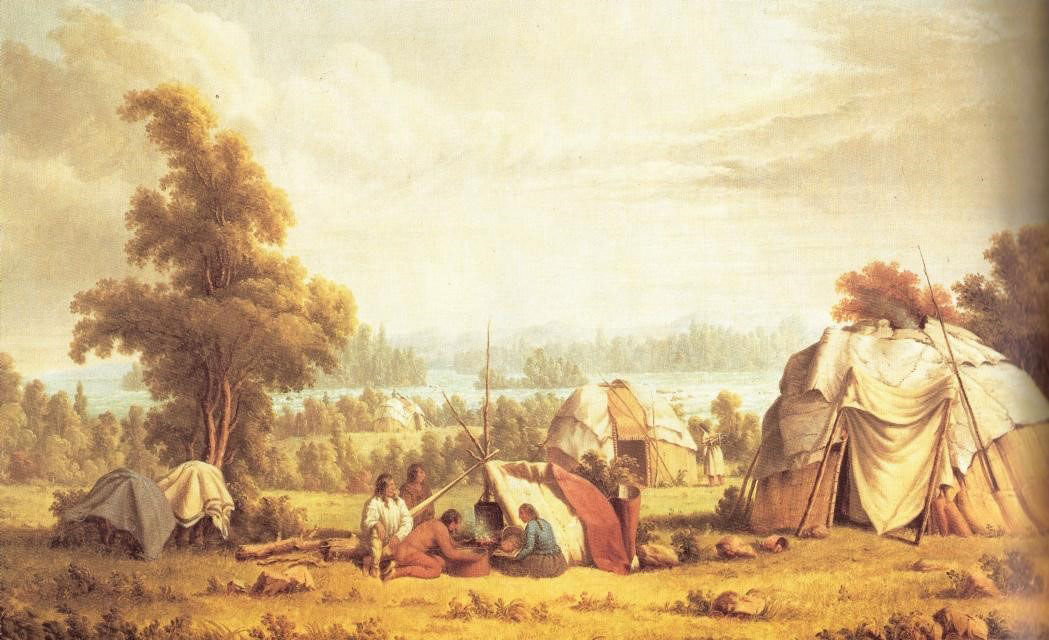 An Ojibwe village in the Upper Peninsula. Artist: Paul Kane (1810 – 1871)