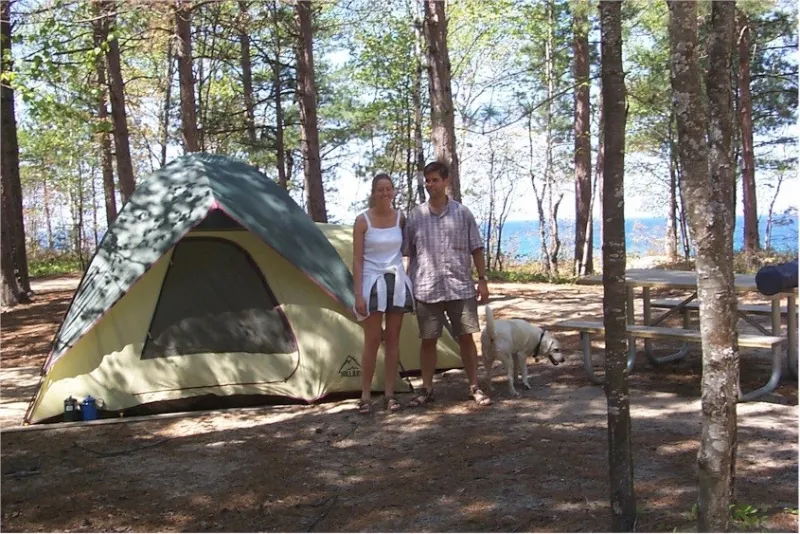 One of the sites at Twelvemile Beach Campground, which is pet friendly
