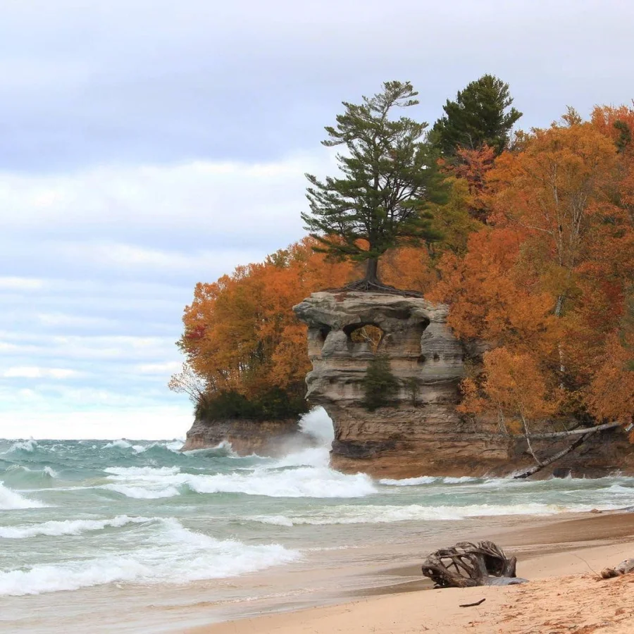 Chapel Rock seen from Chapel Beach in the Pictured Rocks park. PC: Instagrammer @aadinallappa