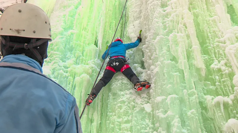 Ice climbing is a popular winter activity in Munising.