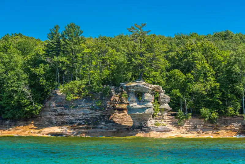 Chapel Rock, as seen from the water.