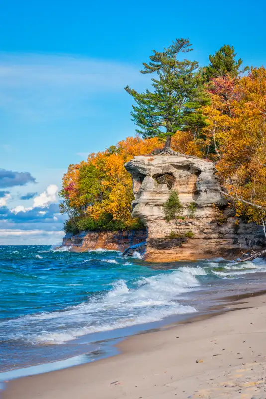 Chapel Beach, during autumn in Pictured Rocks.