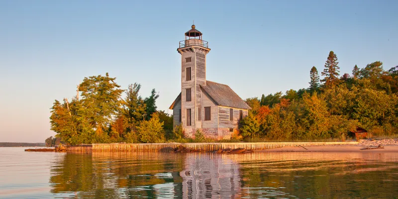 East Channel Lighthouse: Historic beacon guiding ships along Pictured Rocks, seen on our cruises.
