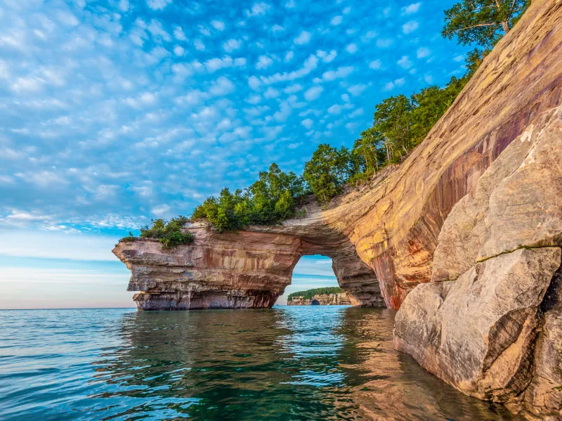 Lovers Leap: Dramatic cliff formation with a romantic legend, viewed on Pictured Rocks cruises.